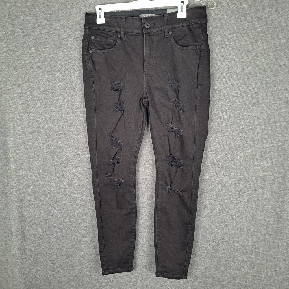 Torrid Bombshell Skinny Jeans Women 10S Black Distressed Stretch NWT